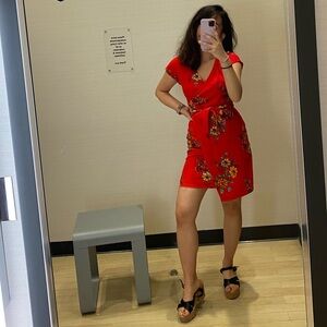 Red floral dress